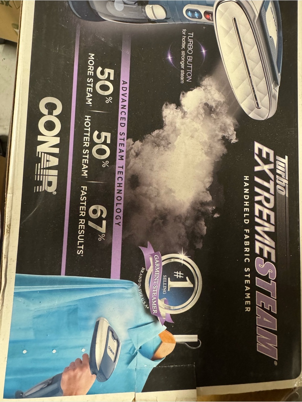 Conair Turbo ExtremeSteam Handheld Fabric Steamer - Black & Purple